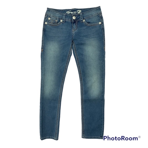 SEVEN 7 Ankle Length Light Medium Blue Stretch Skinny Jeans 28 - Picture 1 of 2
